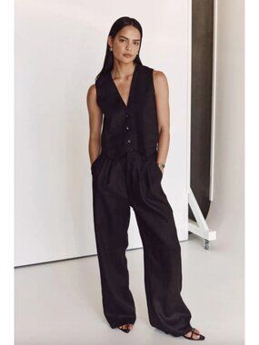Dissh Banks Linen Vest Black Size US 12/ EU 44